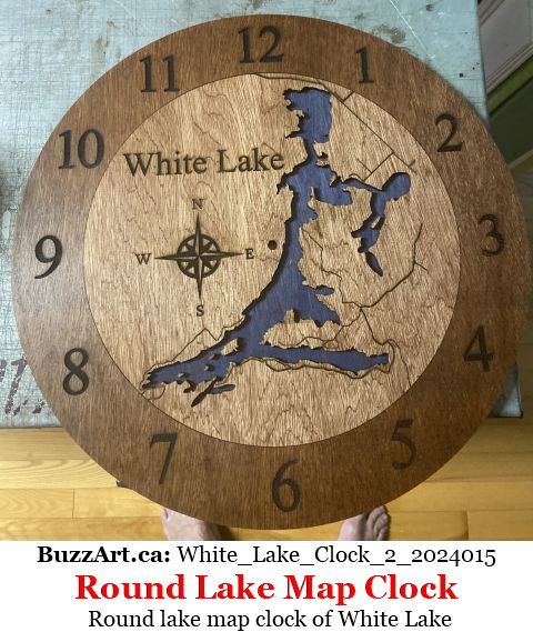 Round lake map clock of White Lake